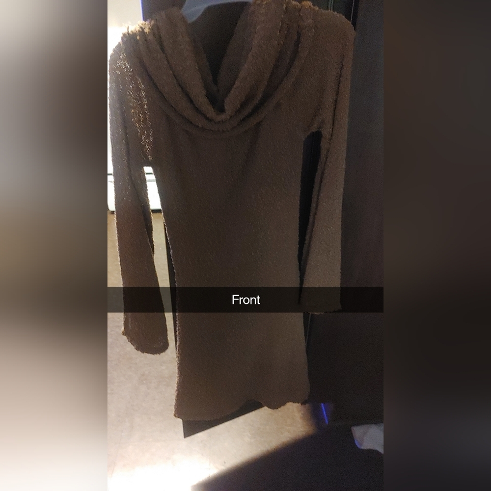 Elegant Brown Cowl Neck Sweater Dress